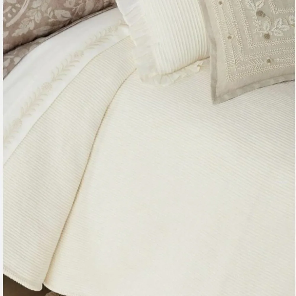 Ralph Lauren Home Cortona Full‎ / Queen Cream Bed Blanket Cotton Linen Blend